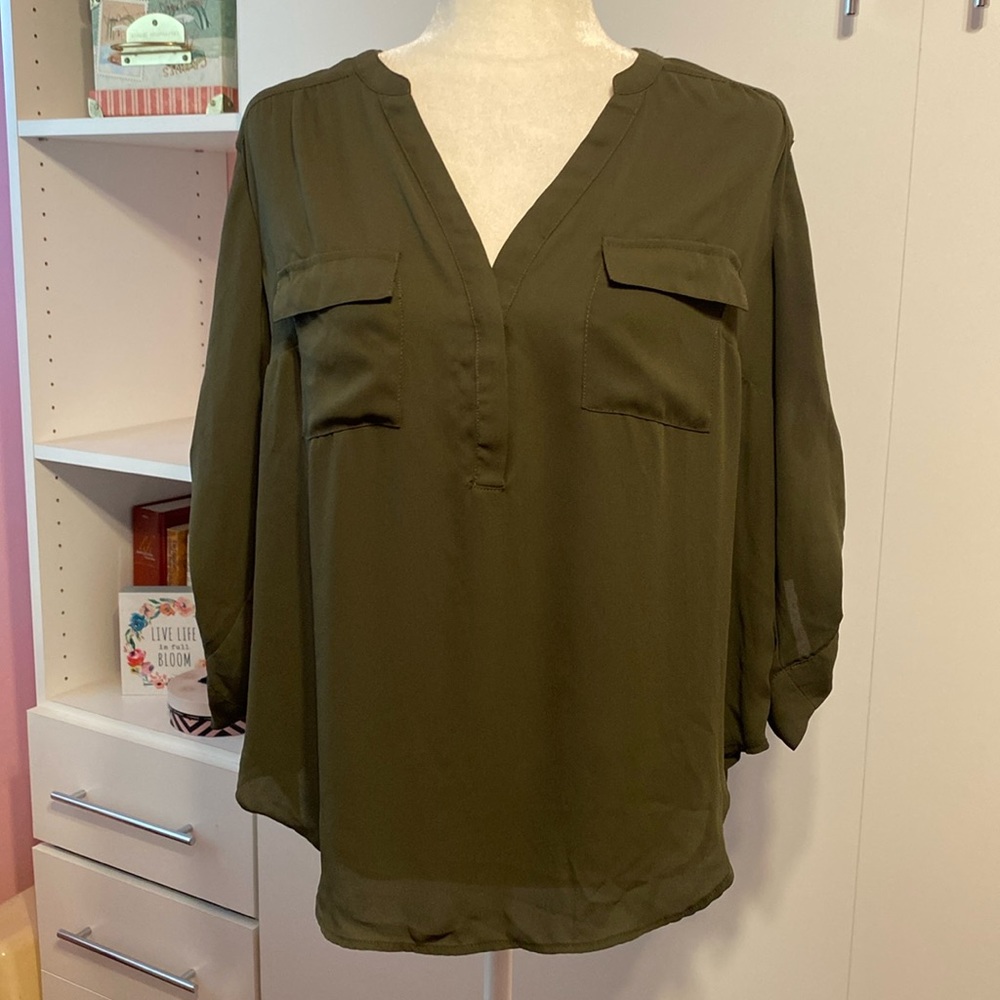 Torrid | Harper Blouse Olive Green Size 00